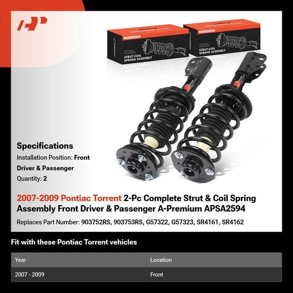 2007-2009 Pontiac Torrent 2-Pc Complete Strut & Coil Spring Assembly Front Driver & Passenger A-Premium APSA2594