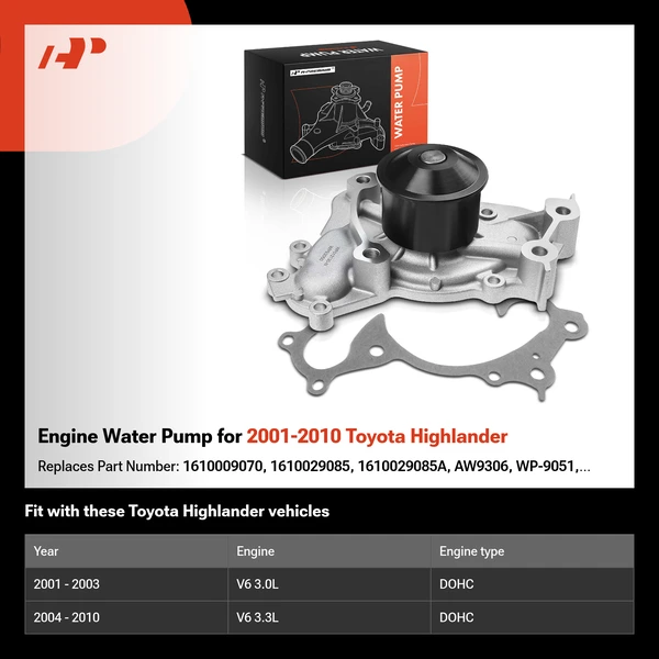 Engine Water Pump for 2001-2010 Toyota Highlander