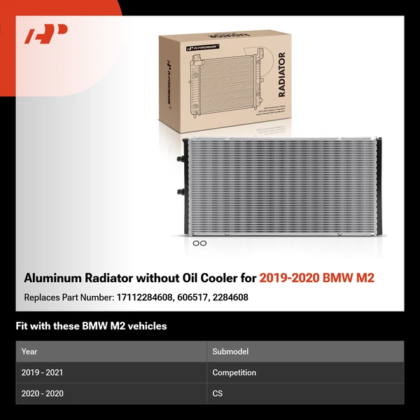 Aluminum Radiator without Oil Cooler for 2019-2020 BMW M2