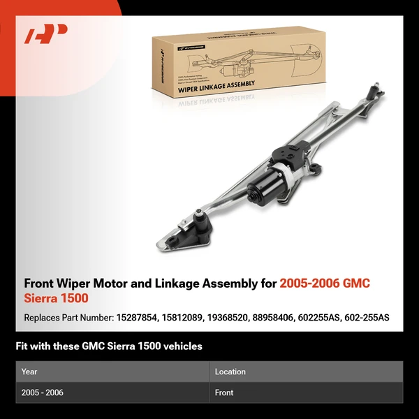 Front Wiper Motor and Linkage Assembly for 2005-2006 GMC Sierra 1500