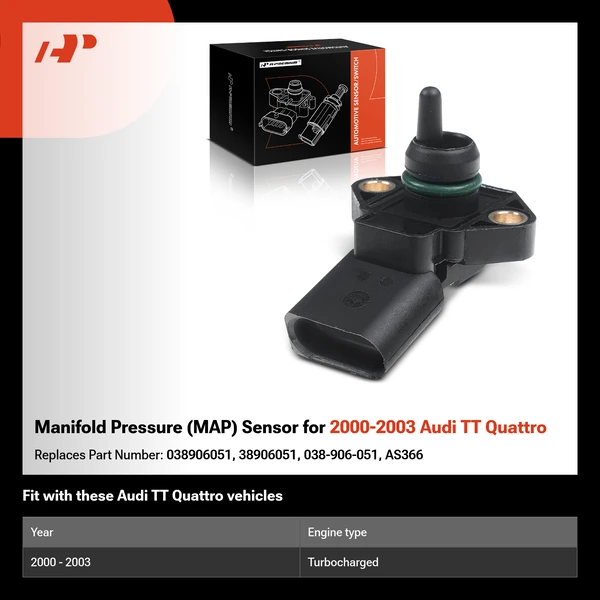Manifold Pressure (MAP) Sensor for 2000-2003 Audi TT Quattro