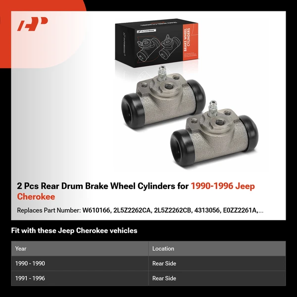 2 Pcs Rear Drum Brake Wheel Cylinders for 1990-1996 Jeep Cherokee