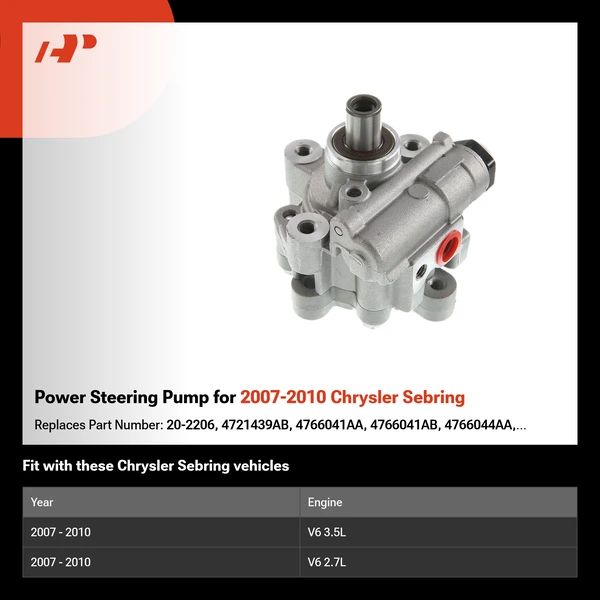 Power Steering Pump for 2007-2010 Chrysler Sebring