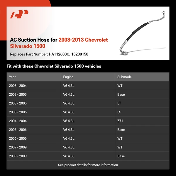 AC Suction Hose for 2003-2013 Chevrolet Silverado 1500