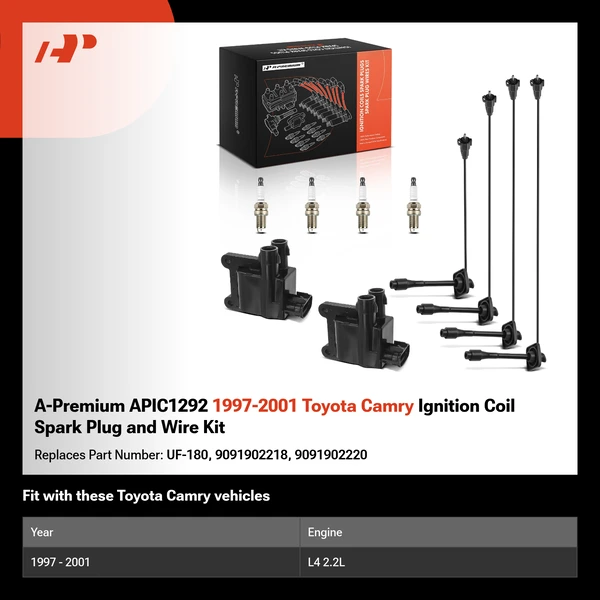 A-Premium APIC1292 1997-2001 Toyota Camry Ignition Coil Spark Plug and Wire Kit