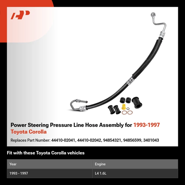Power Steering Pressure Line Hose Assembly for 1993-1997 Toyota Corolla