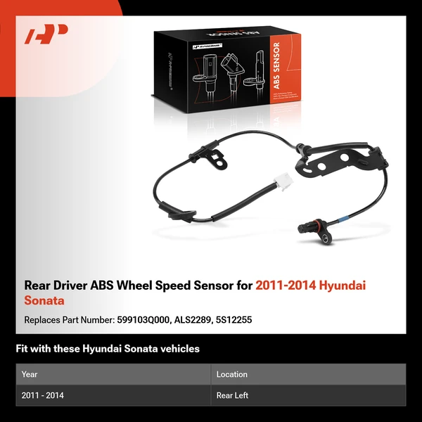 Rear Driver ABS Wheel Speed Sensor for 2011-2014 Hyundai Sonata