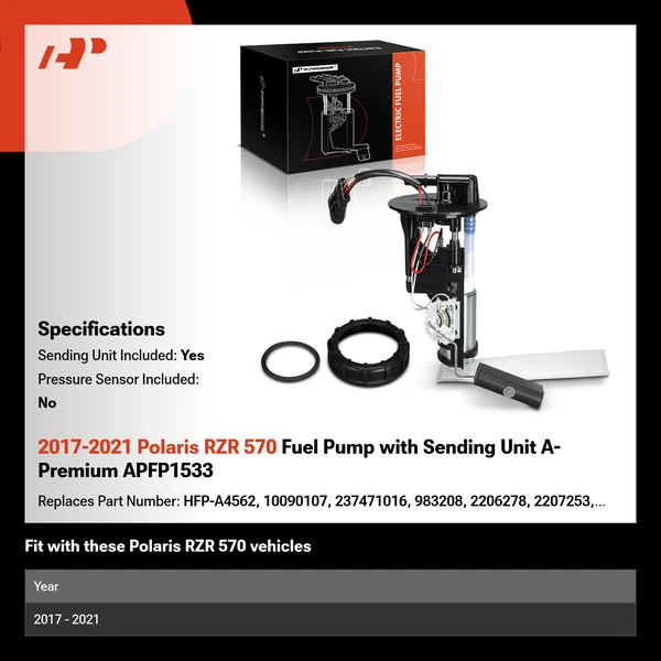 2017-2021 Polaris RZR 570 Fuel Pump with Sending Unit A-Premium APFP1533