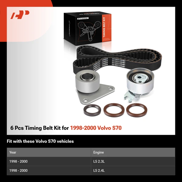 6 Pcs Timing Belt Kit for 1998-2000 Volvo S70