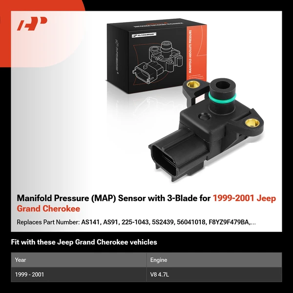 Manifold Pressure (MAP) Sensor with 3-Blade for 1999-2001 Jeep Grand Cherokee