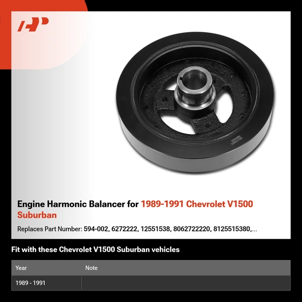 Engine Harmonic Balancer for 1989-1991 Chevrolet V1500 Suburban