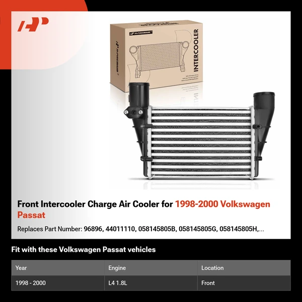 Front Intercooler Charge Air Cooler for 1998-2000 Volkswagen Passat
