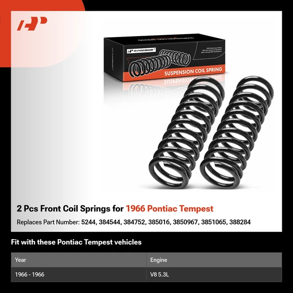 2 Pcs Front Coil Springs for 1966 Pontiac Tempest