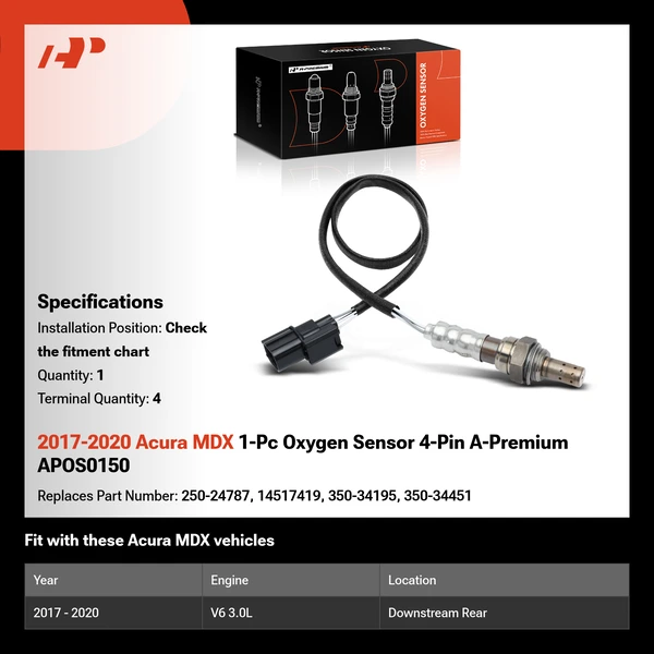 2017-2020 Acura MDX 1-Pc Oxygen Sensor 4-Pin A-Premium APOS0150