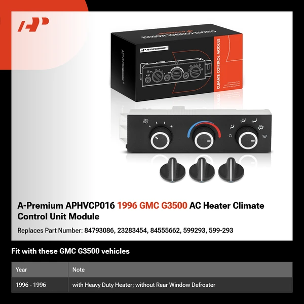 A-Premium APHVCP016 1996 GMC G3500 AC Heater Climate Control Unit Module