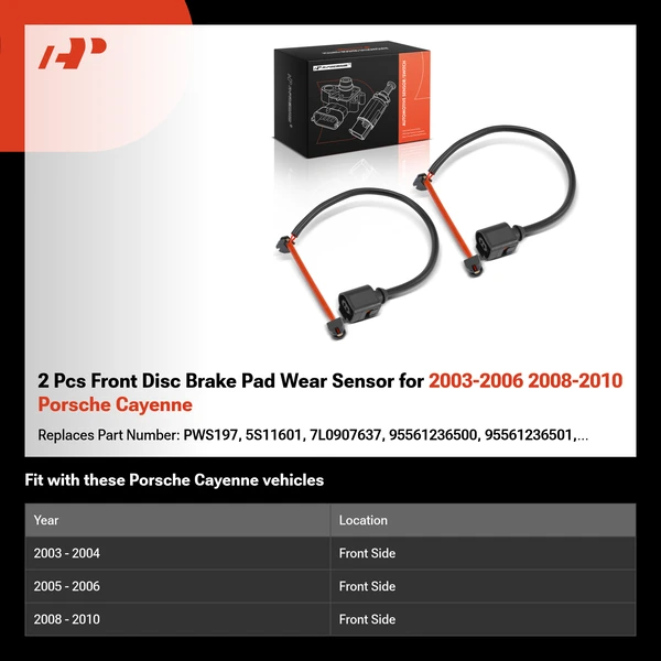 2 Pcs Front Disc Brake Pad Wear Sensor for 2003-2006 2008-2010 Porsche Cayenne