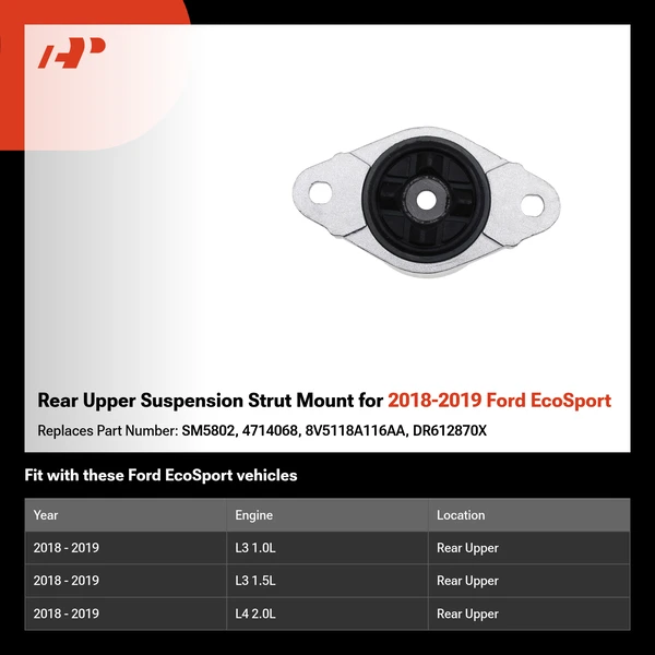 Rear Upper Suspension Strut Mount for 2018-2019 Ford EcoSport