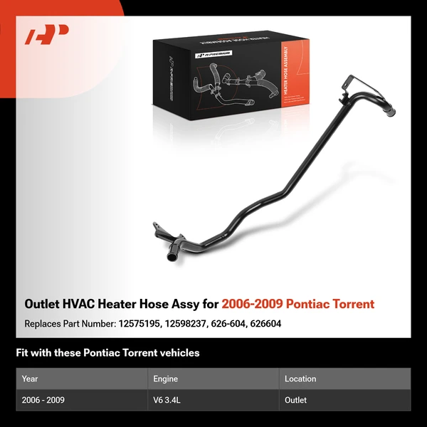 Outlet HVAC Heater Hose Assy for 2006-2009 Pontiac Torrent