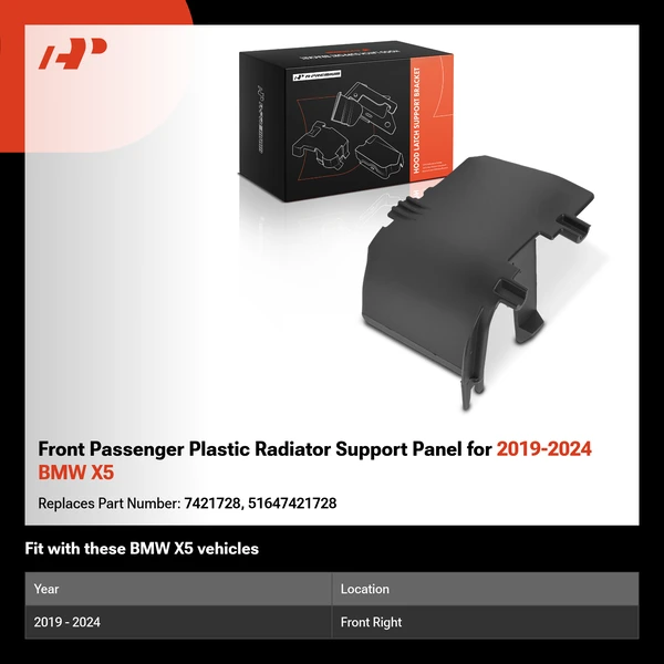 Front Passenger Plastic Radiator Support Panel for 2019-2024 BMW X5