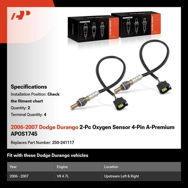 2006-2007 Dodge Durango 2-Pc Oxygen Sensor 4-Pin A-Premium APOS1745