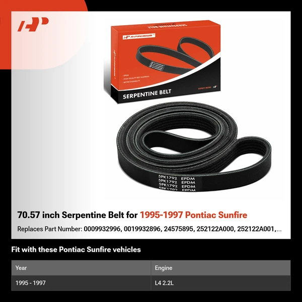 70.57 inch Serpentine Belt for 1995-1997 Pontiac Sunfire