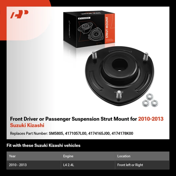 Front Driver or Passenger Suspension Strut Mount for 2010-2013 Suzuki Kizashi