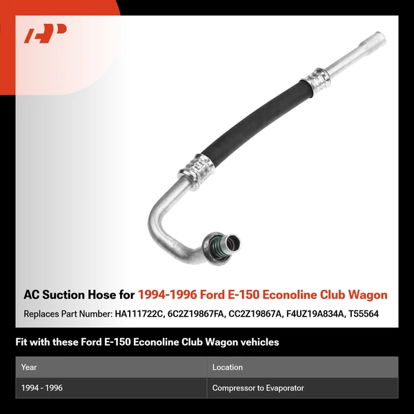 AC Suction Hose for 1994-1996 Ford E-150 Econoline Club Wagon