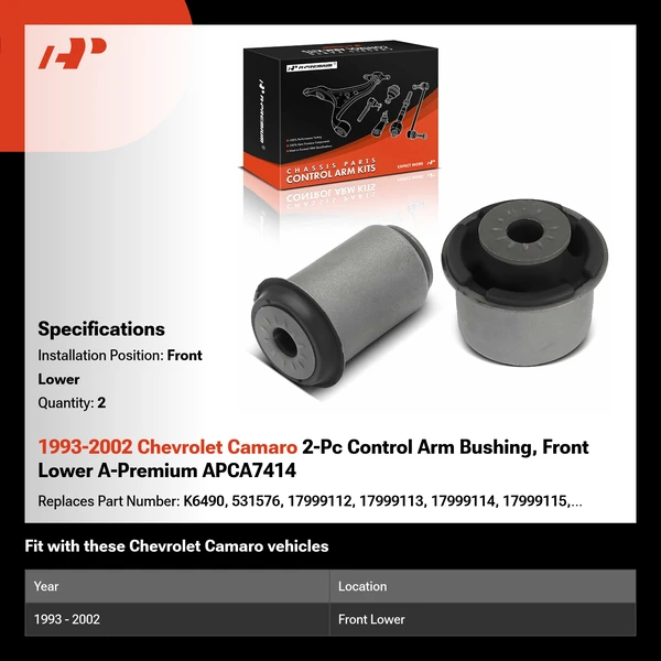 1993-2002 Chevrolet Camaro 2-Pc Control Arm Bushing, Front Lower A-Premium APCA7414