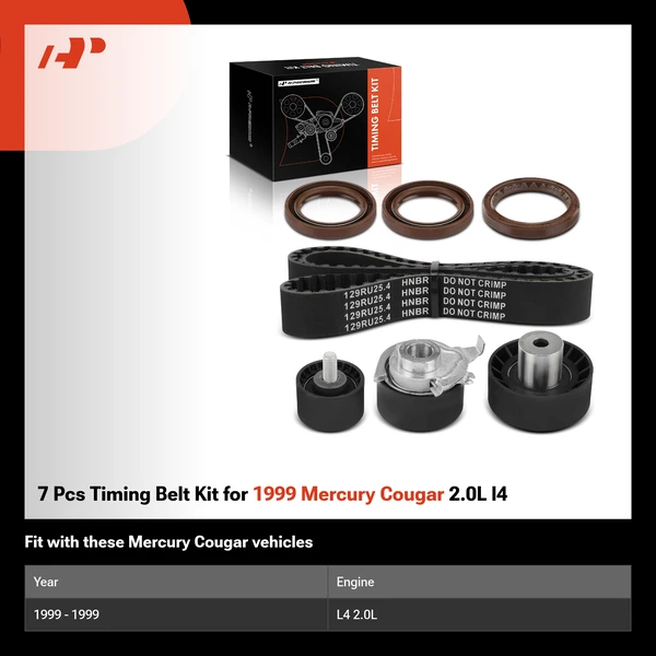 7 Pcs Timing Belt Kit for 1999 Mercury Cougar 2.0L l4