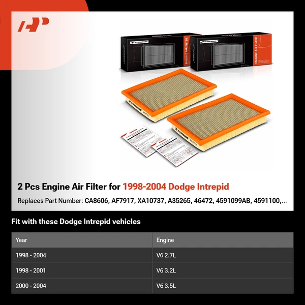 2 Pcs Engine Air Filter for 1998-2004 Dodge Intrepid