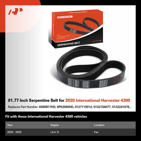 81.77 Inch Serpentine Belt for 2020 International Harvester 4300