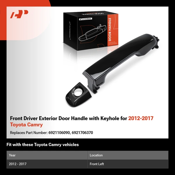 Front Driver Exterior Door Handle with Keyhole for 2012-2017 Toyota Camry