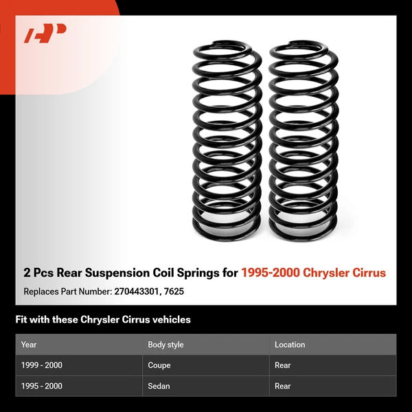 2 Pcs Rear Suspension Coil Springs for 1995-2000 Chrysler Cirrus