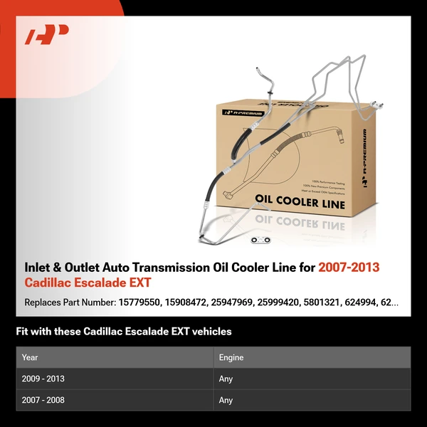 Inlet & Outlet Auto Transmission Oil Cooler Line for 2007-2013 Cadillac Escalade EXT