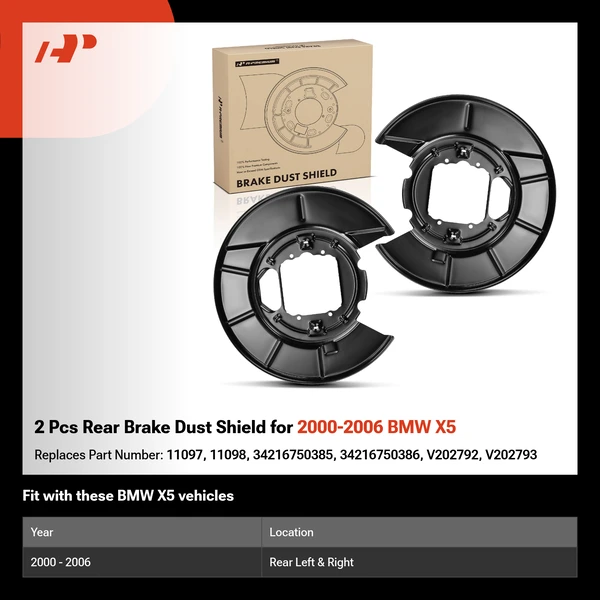 2 Pcs Rear Brake Dust Shield for 2000-2006 BMW X5