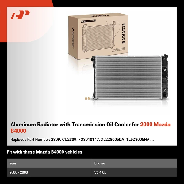 Aluminum Radiator with Transmission Oil Cooler for 2000 Mazda B4000