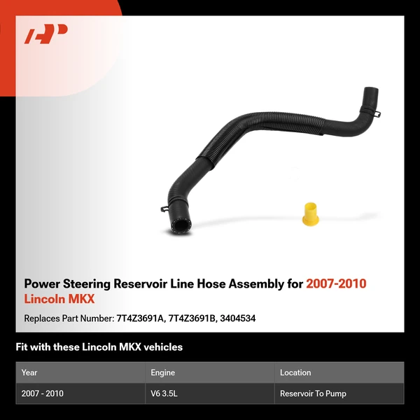 Power Steering Reservoir Line Hose Assembly for 2007-2010 Lincoln MKX