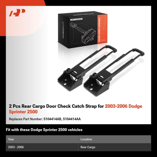2 Pcs Rear Cargo Door Check Catch Strap for 2003-2006 Dodge Sprinter 2500