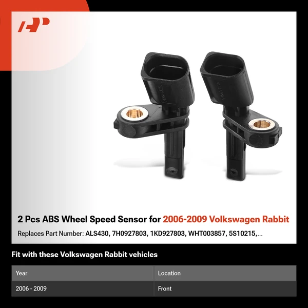2 Pcs ABS Wheel Speed Sensor for 2006-2009 Volkswagen Rabbit