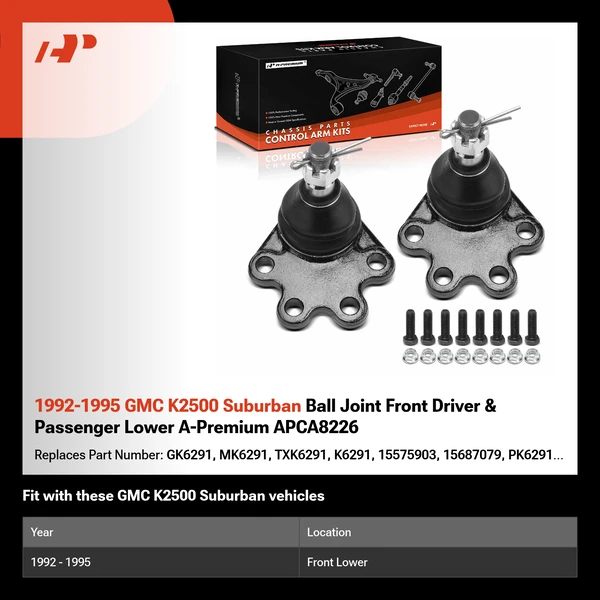 1992-1995 GMC K2500 Suburban Ball Joint Front Driver & Passenger Lower A-Premium APCA8226