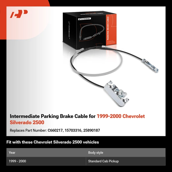 Intermediate Parking Brake Cable for 1999-2000 Chevrolet Silverado 2500
