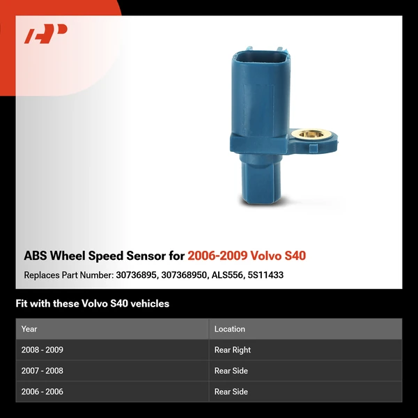 ABS Wheel Speed Sensor for 2006-2009 Volvo S40