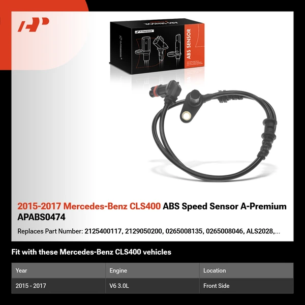 2015-2017 Mercedes-Benz CLS400 ABS Speed Sensor A-Premium APABS0474