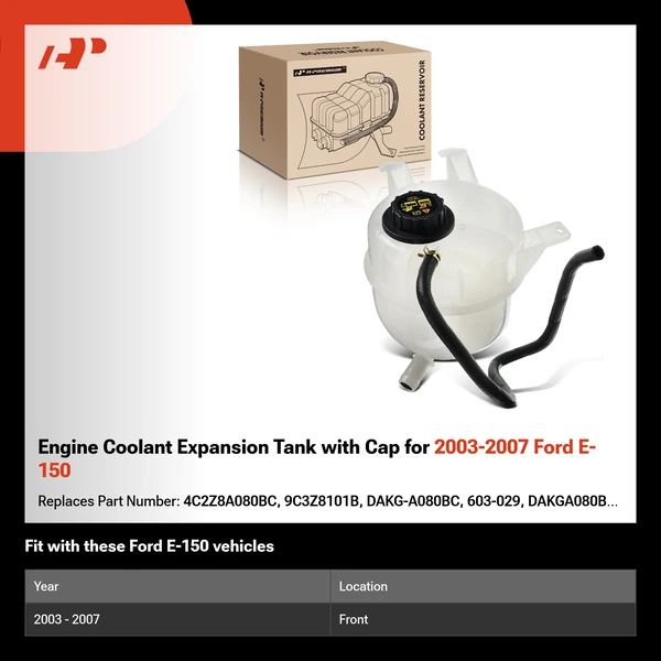 Engine Coolant Expansion Tank with Cap for 2003-2007 Ford E-150