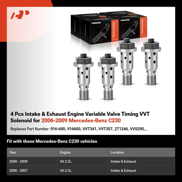 4 Pcs Intake & Exhaust Engine Variable Valve Timing VVT Solenoid for 2006-2009 Mercedes-Benz C230