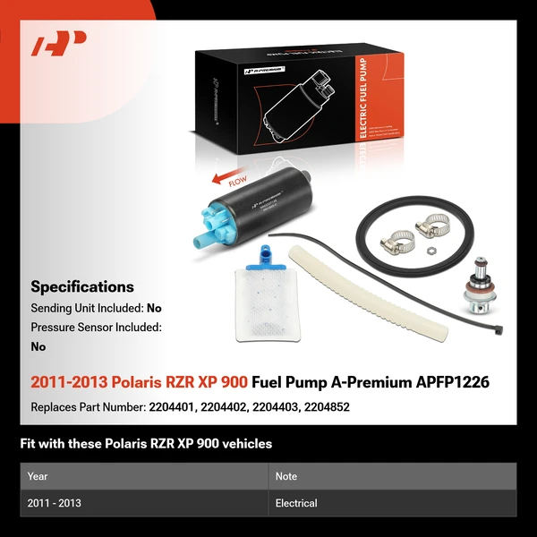 2011-2013 Polaris RZR XP 900 Fuel Pump A-Premium APFP1226