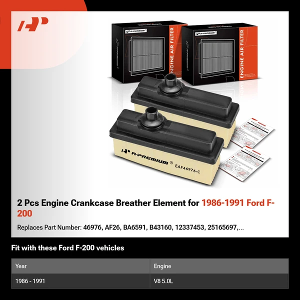 2 Pcs Engine Crankcase Breather Element for 1986-1991 Ford F-200
