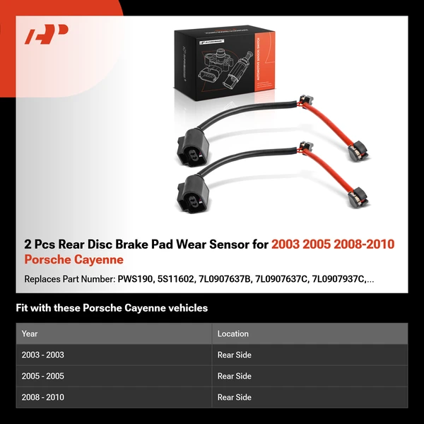 2 Pcs Rear Disc Brake Pad Wear Sensor for 2003 2005 2008-2010 Porsche Cayenne