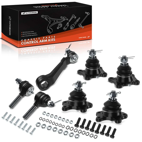 1989-1995 Toyota Pickup A Set of 7 Ball Joint Pitman Arm and Tie Rod End Kit Front Side A-Premium APCA0890