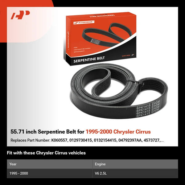 55.71 inch Serpentine Belt for 1995-2000 Chrysler Cirrus
